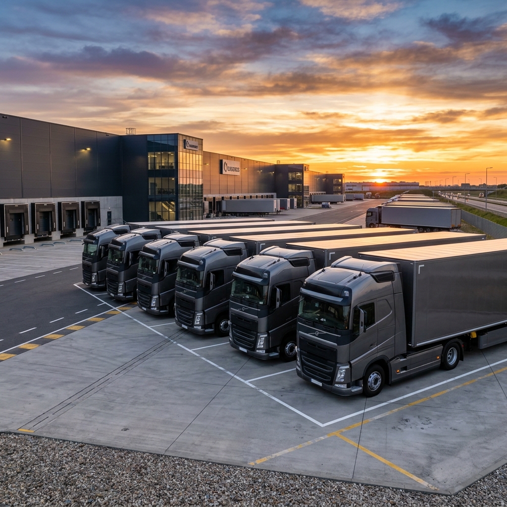 Modern Logistics Fleet at Sunset